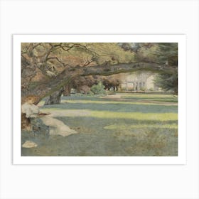 Woman Reading In A Park Art Print