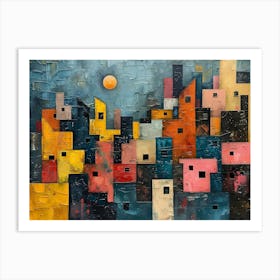 Cityscape And Blue Sky, Cubism Art Print