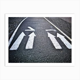 Chalk Drawn Directional Arrows And Markings Bold And Simple On An Aged Sidewalk Surface Partially (5) Art Print