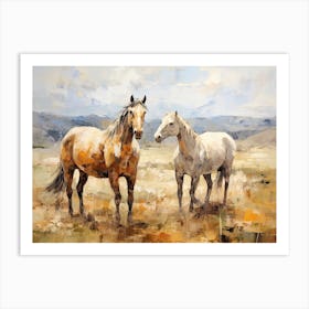 Horses Painting In Mongolia, Landscape 1 Art Print