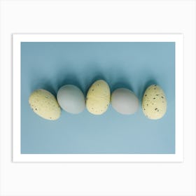 Eggs On A Blue Background 1 Art Print