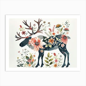 Little Floral Caribou 2 Art Print