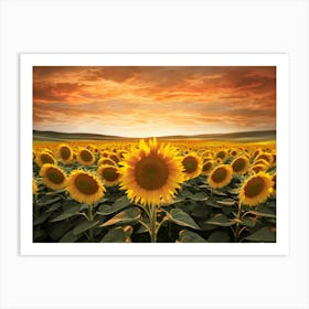 Sunflowers At Sunset Art Print