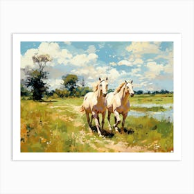 Horses Painting In Buenos Aires Province, Argentina, Landscape 3 Art Print
