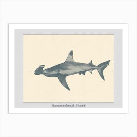 Hammerhead Shark Grey Silhouette 3 Poster Art Print