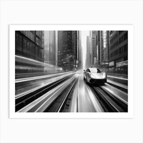 Speeding Car In The City Art Print