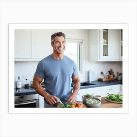 Healthy Man In Kitchen 1 Art Print