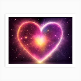 A Colorful Glowing Heart On A Dark Background Horizontal Composition 90 Art Print