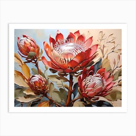 Colorful Vintage  Proteas Art Print