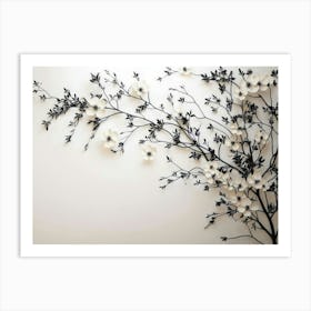 Black And White Dogwood Tree Art Print