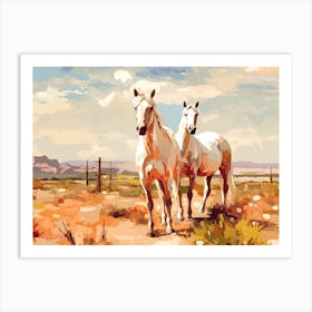 Horses Painting In Arizona Desert, Usa, Landscape 2 Art Print