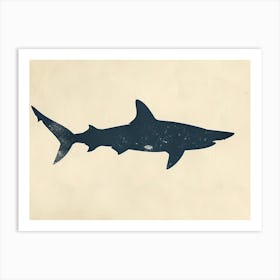 Scalloped Hammerhead Shark Grey Silhouette 1 Art Print
