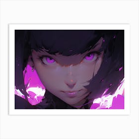 Portrait Of A Girl With Purple Eyes Art Print