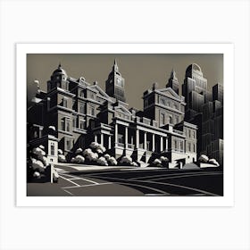 Cityscape, black and white monochromatic art Art Print