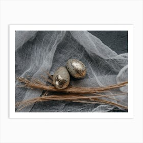 Gold Eggs On A Cloth Art Print