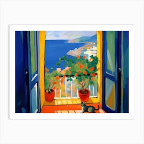 Henri Matisse Amalfi Coast Italy Cat By The Window Landscape Art Print