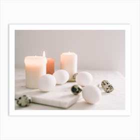 Easter Eggs And Candles Art Print