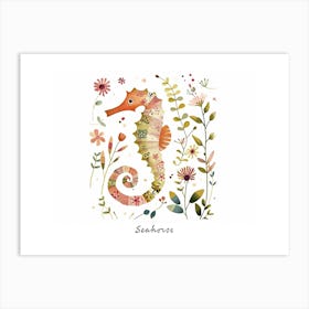 Little Floral Seahorse 2 Poster Art Print