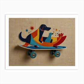 Skateboard Dog Art Print