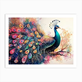 Colorful Peacock 1 Art Print