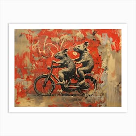 Two Mice On A Bike Art Print