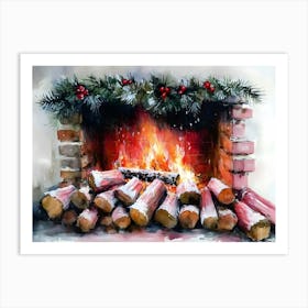 Christmas Fireplace 2 Art Print