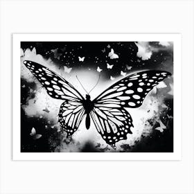 Butterfly In Black And White 3 Art Print