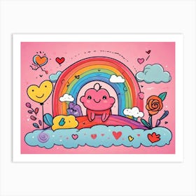 Rainbow And Clouds Art Print