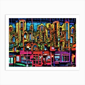 Vancouver On Map - City At Night Art Print