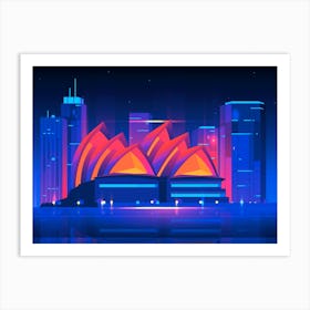 Synthwave Neon City - Sydney, Australia Art Print