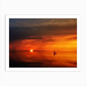 Sailboat At Sunset Art Print