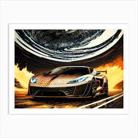 Car Driving Through A Desert Art Print