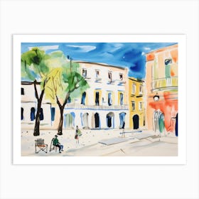 Lecce Italy Cute Watercolour Illustration 2 Art Print