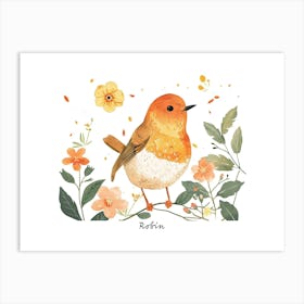 Little Floral Robin 2 Poster Art Print