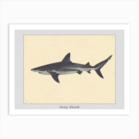 Grey Shark Silhouette 2 Poster Art Print