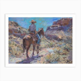 Cowboy In Mojave Desert Nevada 3 Art Print