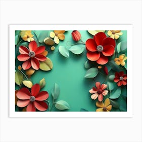 3d Illustration Floral Colorful Flowers Painting Art Print