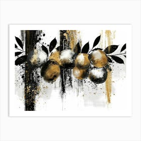 Gold And Black Abstract Painting 121 Art Print