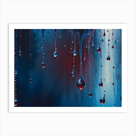 A Digital Illustration Of Dripping Water Droplets, Creating An Abstract And Mesmerizing Composition Art Print