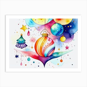 Watercolor Christmas Ornaments Art Print