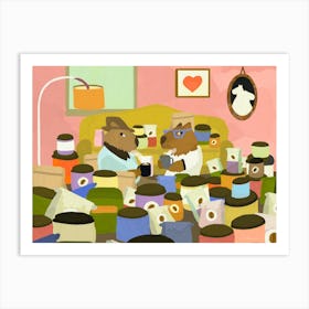 Capybara Coffee Thieves Art Print