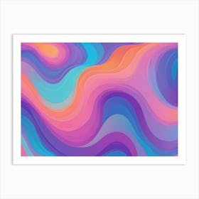 Abstract Background Of Wavy, Flowing Lines In Shades Of Pink, Purple, Blue, And Orange, Creating A Psychedelic And Mesmerizing Effect Art Print