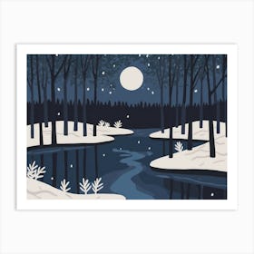 Winter Forest At Midnight Art Print