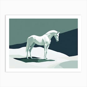 White Horse In The Snow Art Print