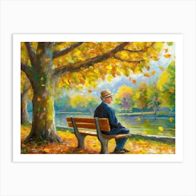 Man Sitting On A Bench Art Print