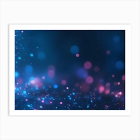 Abstract Blue And Pink Bokeh Lights With Glowing Particles Against A Dark Background Art Print