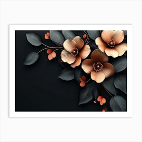 Flowers On A Black Background Art Print