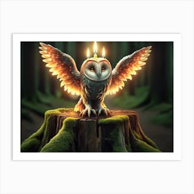 Owl-Candle Fantasy Art Print