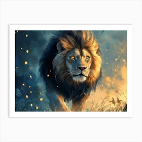 Lion In The Night Art Print