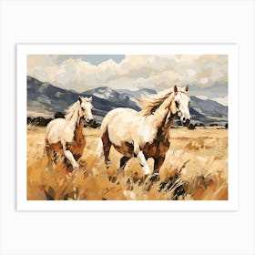 Horses Painting In Queenstown, New Zealand, Landscape 2 Art Print